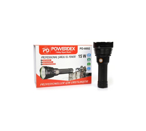 15 Watt 1000 Lümen Profesyonel Şarjlı El Feneri PD-6692 15 Watt 1000 Lümen Profesyonel Şarjlı El Feneri PD-6692