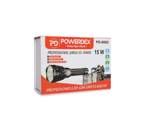 15 Watt 1000 Lümen Profesyonel Şarjlı El Feneri PD-6692 15 Watt 1000 Lümen Profesyonel Şarjlı El Feneri PD-6692