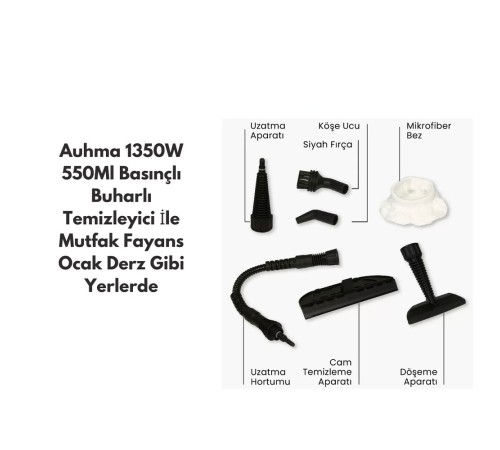 1350W 550ML Basınçlı Buharlı Temizleyici Çok Amaçlı Temizleme AST03 1350W 550ML Basınçlı Buharlı Temizleyici Çok Amaçlı Temizleme AST03