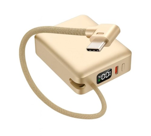 10.000mAh LCD Göstergeli Type-C Giriş & Çıkışlı 20W Dahili Type-C Kablolu Powerbank