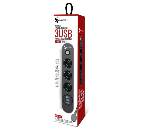 3 Priz 3XUSB 2Mt Kablo Anahtarlı 10A Akım Korumalı Priz TGFTR01 3 Priz 3XUSB 2Mt Kablo Anahtarlı 10A Akım Korumalı Priz TGFTR01