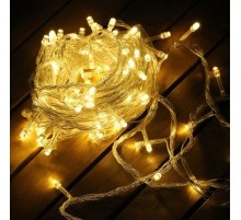 Yılbaşı Aydınlatması 100 LED Perde Hortum Sıcak Beyaz Işık - 10 Metre Dekoratif Şeffaf Kablolu Süs