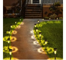 Gün Işığı Sarı Ledli Solar Güneş Enerjili Bahçe Lambası 10 Lu Set Metal Gövdeli