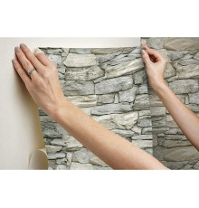 Kale Taş Duvar Desenli Kendinden Yapışkanlı 3d Duvar Raf Kapı Kaplama Kağıdı 3 Metre 60 Cm