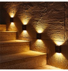 4 Lü Metal Modern Solar Duvar Lamba Dekorasyon Aydınlatma Aplik 6 ledli Güneş Enerji Işığı