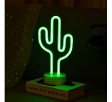 Yeşil Kaktüs Model Neon Led Işıklı Masa Lambası Dekoratif Aydınlatma Gece Lambası