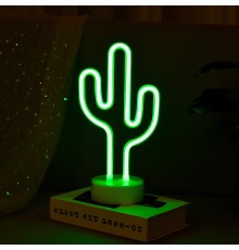 Yeşil Kaktüs Model Neon Led Işıklı Masa Lambası Dekoratif Aydınlatma Gece Lambası