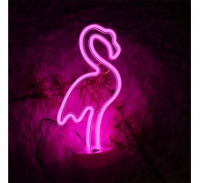 Pembe Flamingo Model Neon Led Işıklı Masa Lambası Dekoratif Aydınlatma Gece Lambası