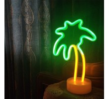Palmiye Model Neon Led Işıklı Masa Lambası Dekoratif Aydınlatma Gece Lambası