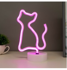 Pembe Kedi Model Neon Led Işıklı Masa Lambası Dekoratif Aydınlatma Gece Lambası