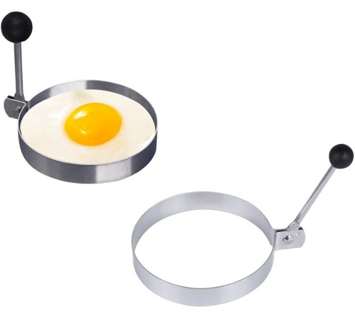 Metalik Daire Şeklinde Metal Omlet Yumurta ve Krep Kalıpları Metalik Daire Şeklinde Metal Omlet Yumurta ve Krep Kalıpları
