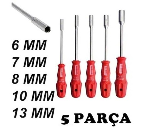 5 Adet Lokma Anahtar Tornavida 6/7/8/10/13/mm Metal Altıgen 5 Adet Lokma Anahtar Tornavida 6/7/8/10/13/mm Metal Altıgen