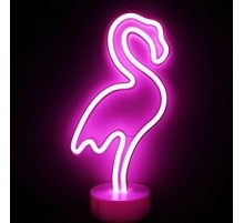 Neon Işıklı Flamingo Masa Gece Lambası USB+Pil