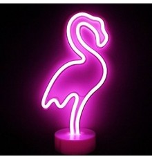 Neon Işıklı Flamingo Masa Gece Lambası USB+Pil