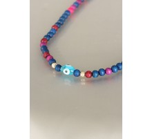 Lacivert Renk Tahta Boncuklu Kadın Kolye - TJ-BKO5147