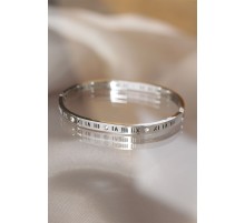 316L Çelik Roma Rakamlı Silver Renk Bilezik - TJ-BB3566
