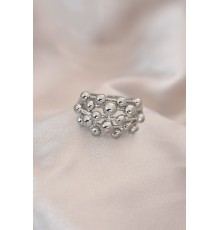 Ayarlamalı Silver Renk Metal Bombeli Boluncuk Model Yüzük - TJ-BYK2059