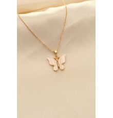 Beyaz Sedefli Kelebek Figürlü Kadın Kolye - TJ-BKO6160