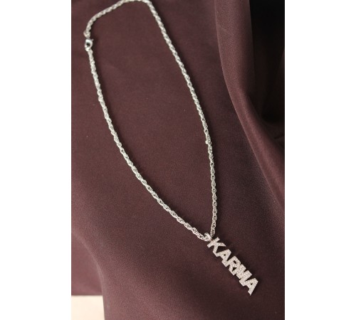 Gümüş Renkli Zirkon Taşlı Karma Yazılı Kolye - TJ-BKO6192 Gümüş Renkli Zirkon Taşlı Karma Yazılı Kolye - TJ-BKO6192