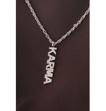 Gümüş Renkli Zirkon Taşlı Karma Yazılı Kolye - TJ-BKO6192