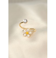 Papatya Tasarımlı Zirkon Taşlı Ayarlanabilir Yüzük - TJ-BYK2231