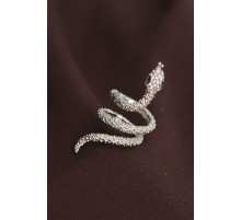 Ayarlanabilir Silver Renk Zirkon Taşlı Yılan Yüzük - TJ-BYK2236