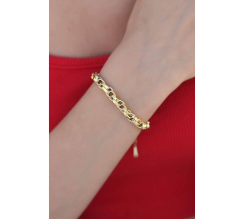 Gold Renk Çelik Zincir Kadın Bileklik - TJ-BB4429