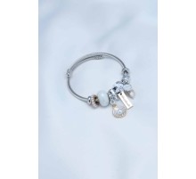 Beyaz Deniz Kabuğu Charm Model Çelik Kadın Bileklik - TJ-BB4452