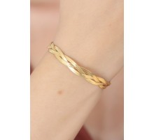 Gold Renk Sarmal Çelik İtalyan Zincir Kadın Bileklik - TJ-BB4527