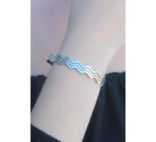 316L Kararmaz Çelik Gümüş Renk Dalga Model Kelepçe Kadın Bileklik - TJ-BB4636