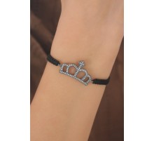Makrome Füme Renk Taç Figür Kadın Bileklik - TJ-BB4702