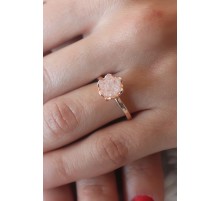 Pudra Lotus Çiçek Figür Gold Renk Kadın Yüzük - TJ-BYK2487
