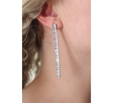 Gümüş Renk Zirkon Taşlı Kadın Küpe - TJ-BKP7160