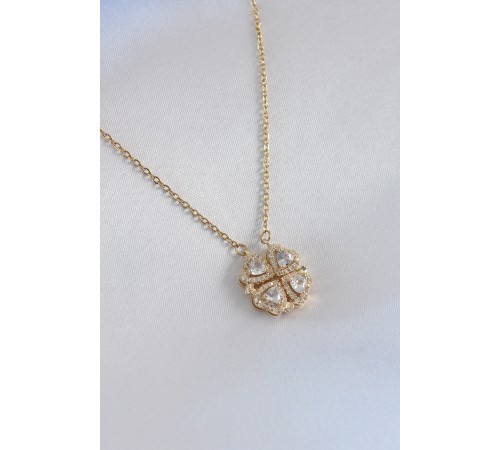 316L Çelik Gold Renk Açılır Yonca Model Zirkon Taşlı Kadın Kolye - TJ-BKO7229 316L Çelik Gold Renk Açılır Yonca Model Zirkon Taşlı Kadın Kolye - TJ-BKO7229