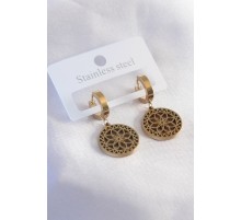 316L Çelik Gold Renk Lotus Kadın Küpe - TJ-BKP7228