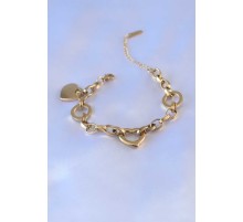 316L Çelik Gold Renk Kalp Figür Zincir Model Kadın Bileklik - TJ-BB5232