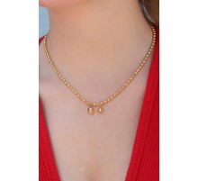 316L Çelik Gold Renk Top Zincir Model Kadın Koyle - TJ-BKO7349