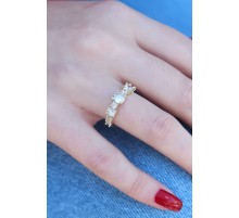 Gold Renk Zirkon Taşlı Kadın Yüzük - TJ-BYK2599