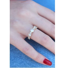 Gold Renk Zirkon Taşlı Kadın Yüzük - TJ-BYK2599