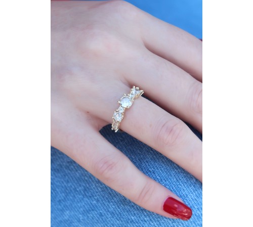 Gold Renk Zirkon Taşlı Kadın Yüzük - TJ-BYK2599 Gold Renk Zirkon Taşlı Kadın Yüzük - TJ-BYK2599