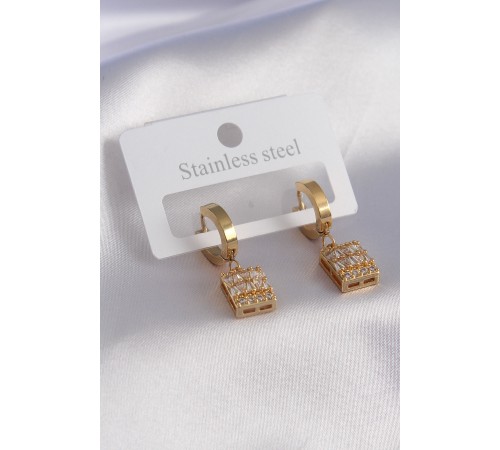 316L Çelik Gold Renk Baget Kadın Küpe - TJ-BKP7464 316L Çelik Gold Renk Baget Kadın Küpe - TJ-BKP7464