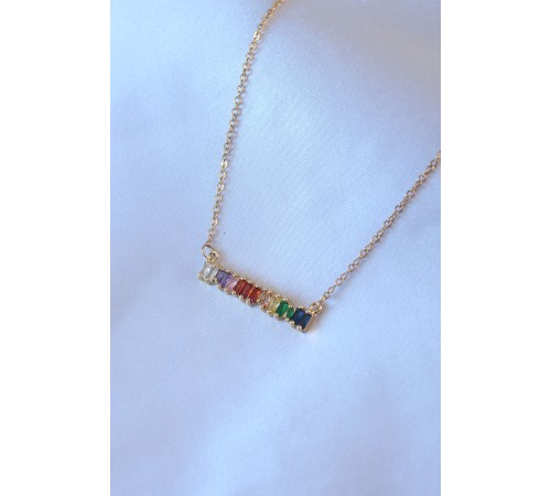 316L Çelik Gold Renk Renkli Kristal Taşlı Kadın Kolye - TJ-BKO7493 316L Çelik Gold Renk Renkli Kristal Taşlı Kadın Kolye - TJ-BKO7493