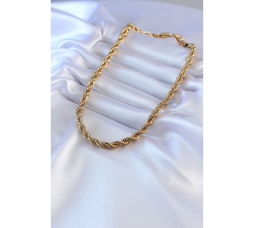 316L Çelik Gold Renk Burgu Model 45 cm Kadın Kolye - TJ-BKO7589