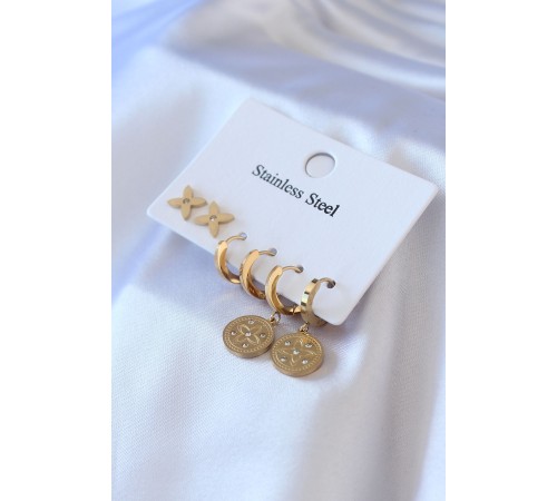 316L Çelik Gold Renk Zirkon Taş Detay Çiçek İşleme Kadın Küpe Seti - TJ-BKP7709 316L Çelik Gold Renk Zirkon Taş Detay Çiçek İşleme Kadın Küpe Seti - TJ-BKP7709