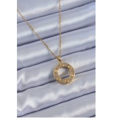 316L Çelik Gold Renk Zirkon Taşlı Model Kadın Kolye - TJ-BKO7621