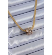 316L Çelik Gold Renk İtalyan Zincir Model Zirkon Taşlı Kadın Kolye - TJ-BKO7624