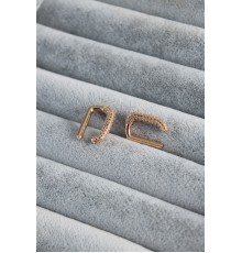 Gold Renk Zirkon Taşlı Earcuff Pirinç Kadın Kıkırdak Küpe - TJ-BKP7811