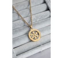 316L Çelik Gold Renk Kar Tanesi Model Kadın Kolye - TJ-BKO7666