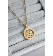 316L Çelik Gold Renk Kar Tanesi Model Kadın Kolye - TJ-BKO7666