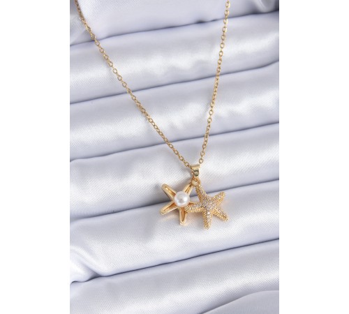 316L Çelik Gold Renk Zirkon Taşlı Açılır Deniz Yıldız Model İnci Detay Kadın Kolye - TJ-BKO7694 316L Çelik Gold Renk Zirkon Taşlı Açılır Deniz Yıldız Model İnci Detay Kadın Kolye - TJ-BKO7694
